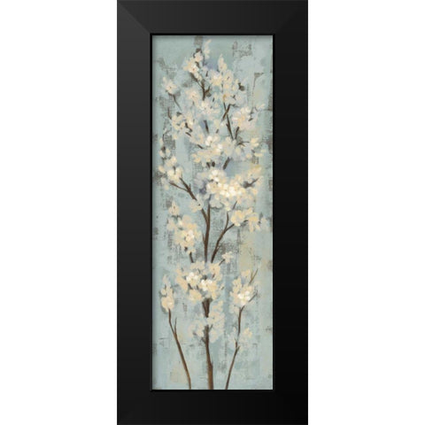 Almond Branch II on Light Blue Black Modern Wood Framed Art Print by Vassileva, Silvia