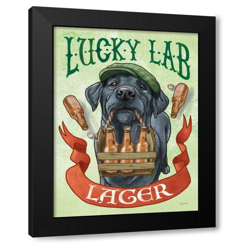 Beer Dogs V Black Modern Wood Framed Art Print with Double Matting by Urban, Mary