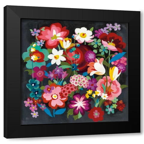 Alpine Florals Black Modern Wood Framed Art Print by Nai, Danhui