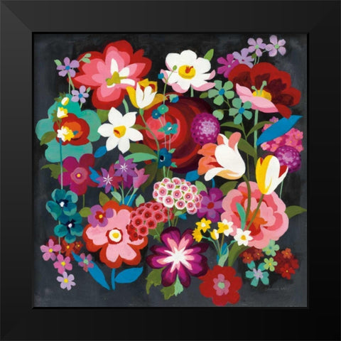 Alpine Florals Black Modern Wood Framed Art Print by Nai, Danhui