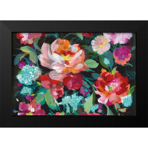 Bright Floral Medley Crop Black Modern Wood Framed Art Print by Nai, Danhui