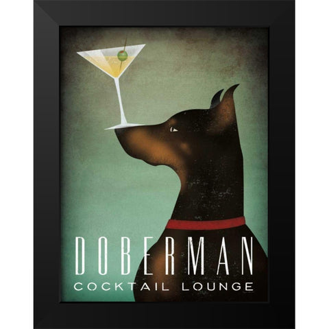 Doberman Martini Black Modern Wood Framed Art Print by Fowler, Ryan