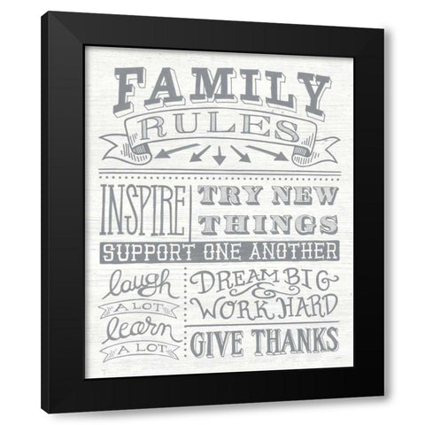 Family Rules II Gray Words Black Modern Wood Framed Art Print with Double Matting by Urban, Mary