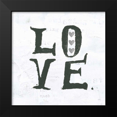 Love Gray Hearts Black Modern Wood Framed Art Print by Day, Kellie