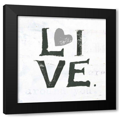 Live Gray Heart Black Modern Wood Framed Art Print with Double Matting by Day, Kellie