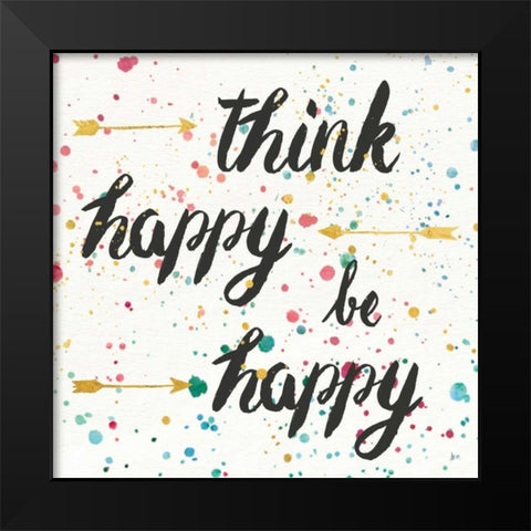 Think Happy II Black Modern Wood Framed Art Print by Aiken, Jess