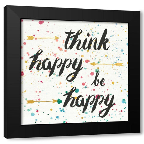 Think Happy II Black Modern Wood Framed Art Print by Aiken, Jess