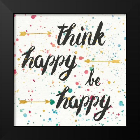 Think Happy II Black Modern Wood Framed Art Print by Aiken, Jess