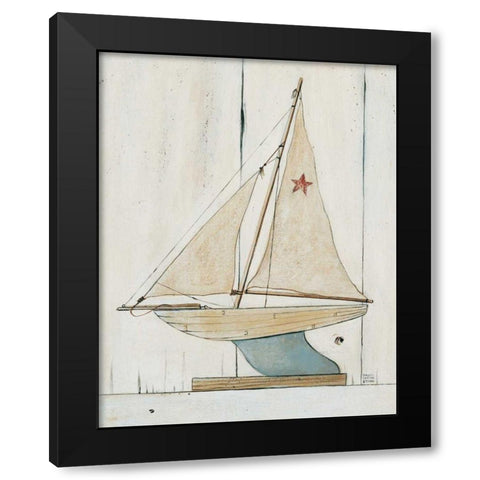Pond Yacht II Black Modern Wood Framed Art Print with Double Matting by Brown, David Carter