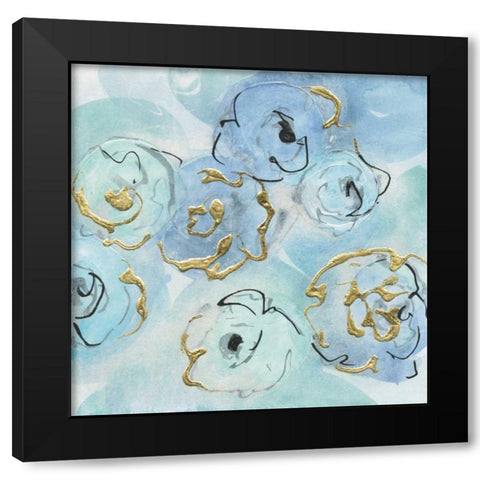 Gold Edged Teal II Black Modern Wood Framed Art Print by Paschke, Chris