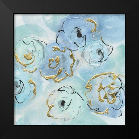 Gold Edged Teal II Black Modern Wood Framed Art Print by Paschke, Chris