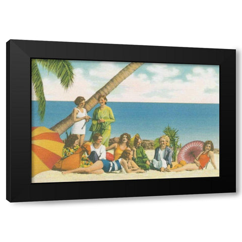 Beauty and the Beach Bright Black Modern Wood Framed Art Print by Wild Apple Portfolio