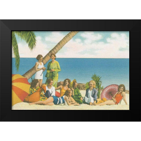 Beauty and the Beach Bright Black Modern Wood Framed Art Print by Wild Apple Portfolio