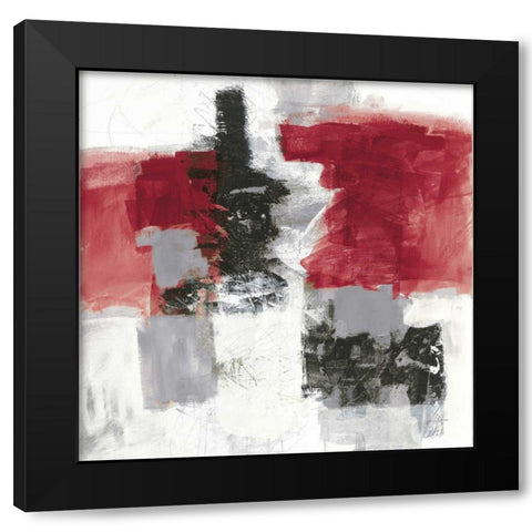 Action II Red Black Sq Black Modern Wood Framed Art Print with Double Matting by Davies, Jane