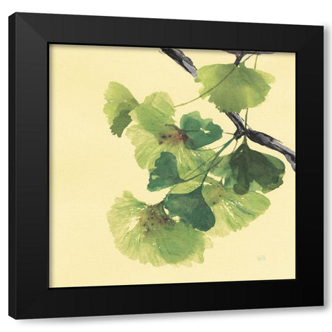 Gingko Leaves II Dark Black Modern Wood Framed Art Print by Paschke, Chris