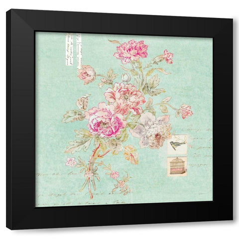 Cottage Roses II Blue Black Modern Wood Framed Art Print with Double Matting by Schlabach, Sue