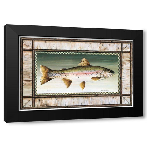 Rainbow Trout Birch Border Black Modern Wood Framed Art Print by Brown, David Carter