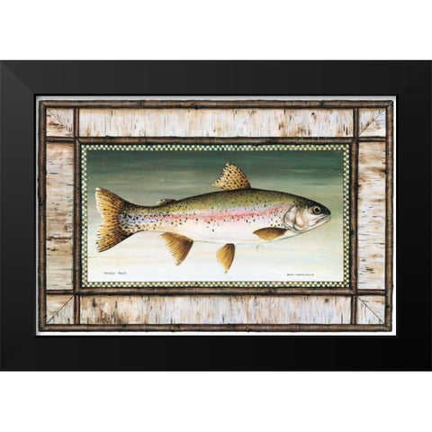 Rainbow Trout Birch Border Black Modern Wood Framed Art Print by Brown, David Carter