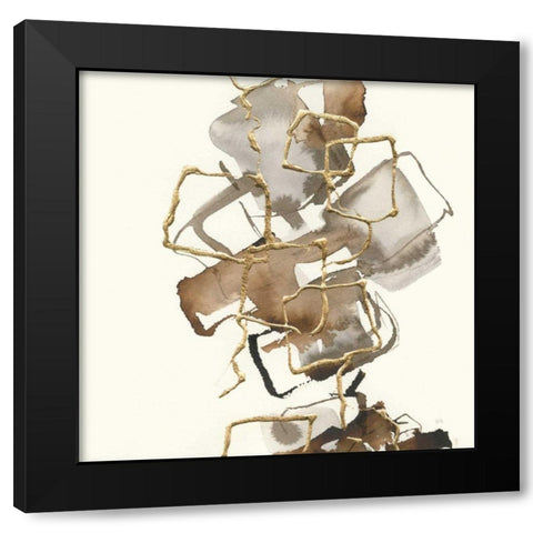 Gold Squares I Black Modern Wood Framed Art Print by Paschke, Chris