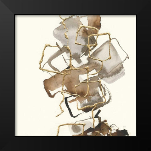 Gold Squares I Black Modern Wood Framed Art Print by Paschke, Chris