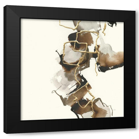 Gold Squares II Black Modern Wood Framed Art Print with Double Matting by Paschke, Chris