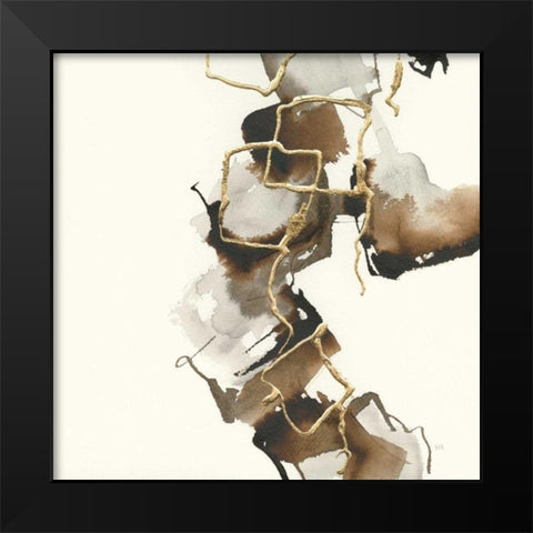 Gold Squares II Black Modern Wood Framed Art Print by Paschke, Chris