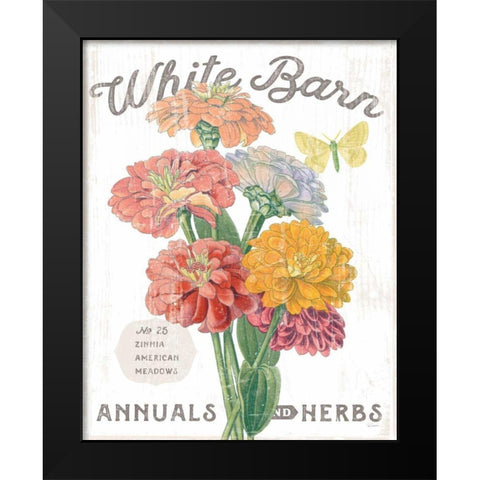 White Barn Flowers V Black Modern Wood Framed Art Print by Schlabach, Sue