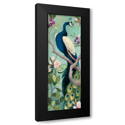 Pretty Peacock I Crop Black Modern Wood Framed Art Print with Double Matting by Purinton, Julia