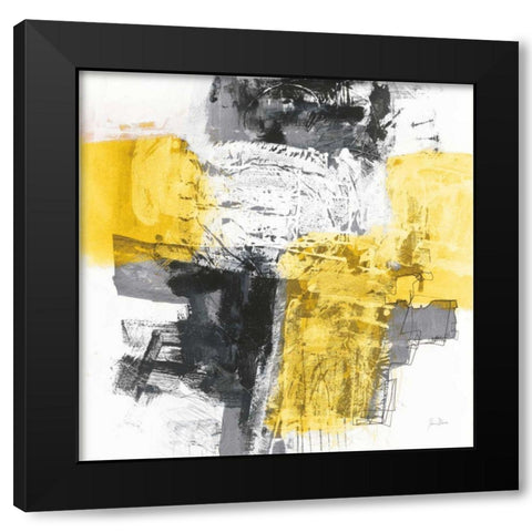Action I Yellow and Black Sq Black Modern Wood Framed Art Print by Davies, Jane