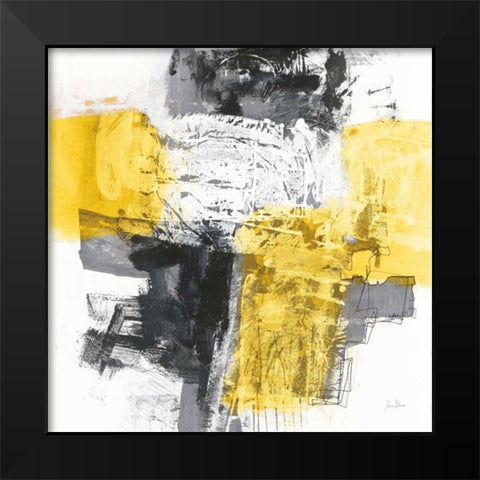Action I Yellow and Black Sq Black Modern Wood Framed Art Print by Davies, Jane