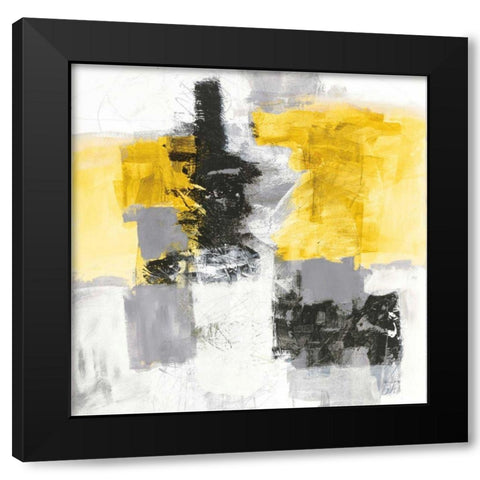 Action II Yellow and Black Sq Black Modern Wood Framed Art Print with Double Matting by Davies, Jane