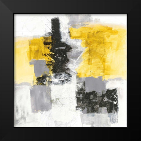 Action II Yellow and Black Sq Black Modern Wood Framed Art Print by Davies, Jane