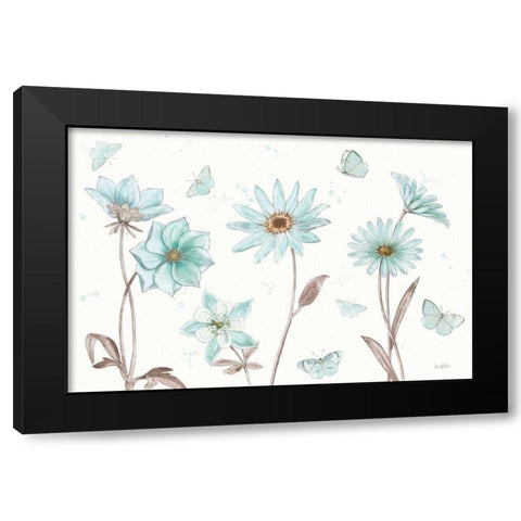 Bits of Blue I Black Modern Wood Framed Art Print by Pertiet, Katie