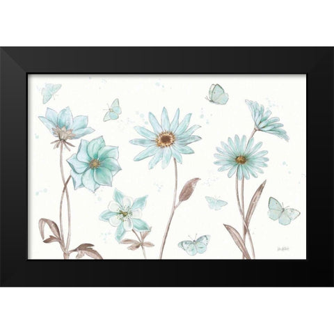 Bits of Blue I Black Modern Wood Framed Art Print by Pertiet, Katie