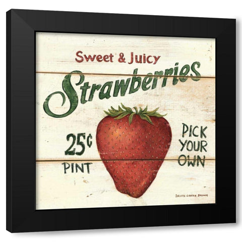 Sweet and Juicy Strawberries Black Modern Wood Framed Art Print by Brown, David Carter