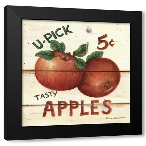 U-Pick Apples Black Modern Wood Framed Art Print with Double Matting by Brown, David Carter