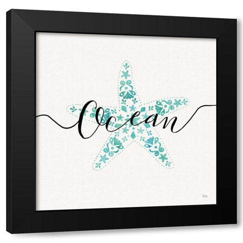 Sea Charms I Teal Black Modern Wood Framed Art Print with Double Matting by Charron, Veronique