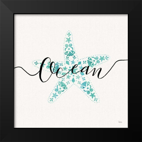 Sea Charms I Teal Black Modern Wood Framed Art Print by Charron, Veronique