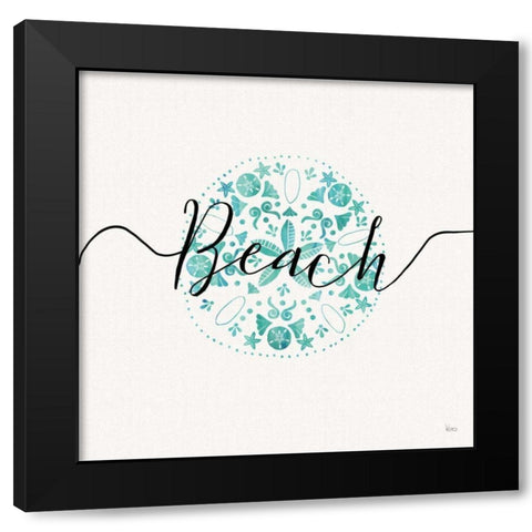 Sea Charms II Teal Black Modern Wood Framed Art Print by Charron, Veronique