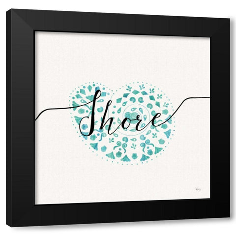 Sea Charms IV Teal Black Modern Wood Framed Art Print with Double Matting by Charron, Veronique
