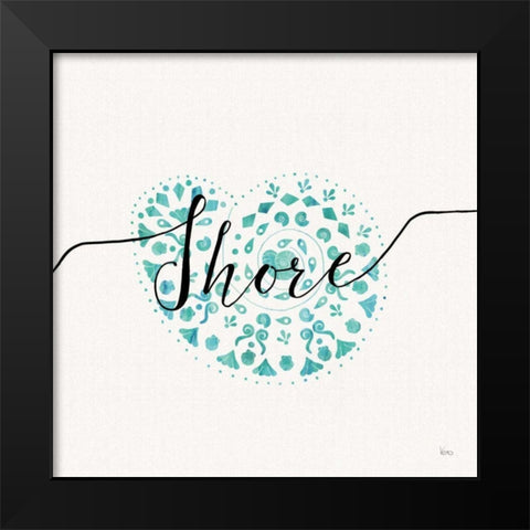 Sea Charms IV Teal Black Modern Wood Framed Art Print by Charron, Veronique
