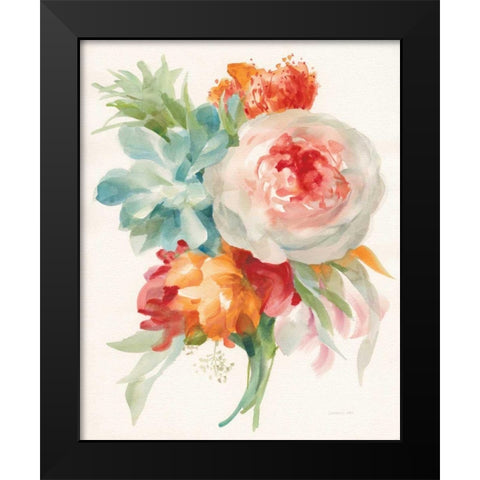 Garden Bouquet I Orange Red Black Modern Wood Framed Art Print by Nai, Danhui