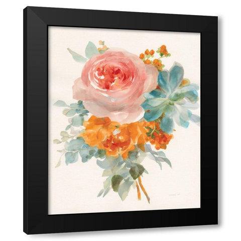 Garden Bouquet II Orange Red Black Modern Wood Framed Art Print with Double Matting by Nai, Danhui