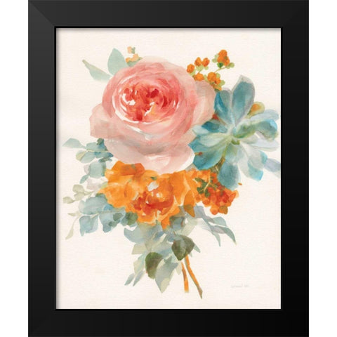 Garden Bouquet II Orange Red Black Modern Wood Framed Art Print by Nai, Danhui