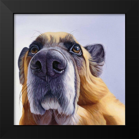 Smooch Black Modern Wood Framed Art Print by Ruby, James