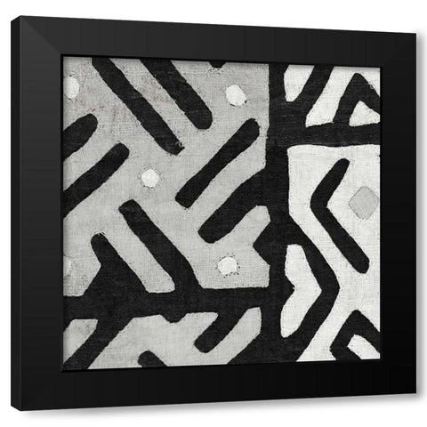Kuba Cloth I Square II BW Black Modern Wood Framed Art Print with Double Matting by Wild Apple Portfolio