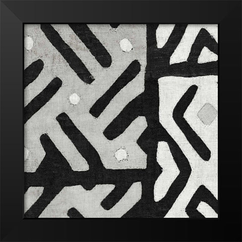 Kuba Cloth I Square II BW Black Modern Wood Framed Art Print by Wild Apple Portfolio