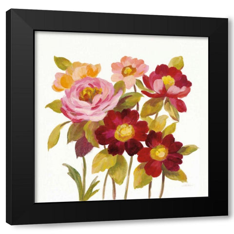 English Garden IV on White Black Modern Wood Framed Art Print by Vassileva, Silvia