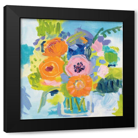Summer Bouquet Black Modern Wood Framed Art Print by Zaman, Farida