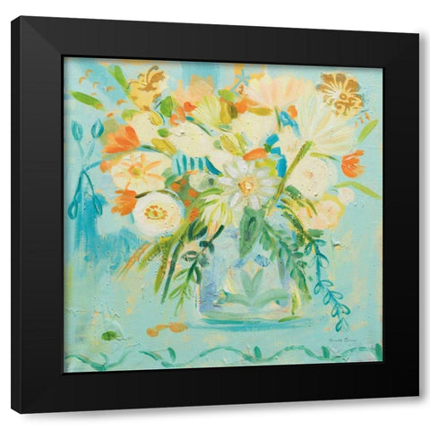 Misty Blue Black Modern Wood Framed Art Print by Zaman, Farida